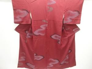 大正ロマン　雲模様織り出しお召着物